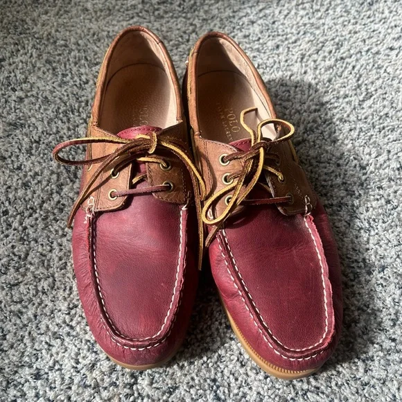 Polo by Ralph Lauren Men\'s burgundy Leather Shoes Polo Ralph Lauren Burgundy Leather Oxford Shoes~10.5~ made  main image 2